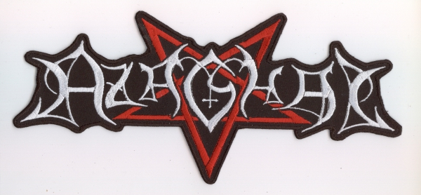 images Azaghal - Weisses Logo Rotes Pentagram Rückenaufnäher
