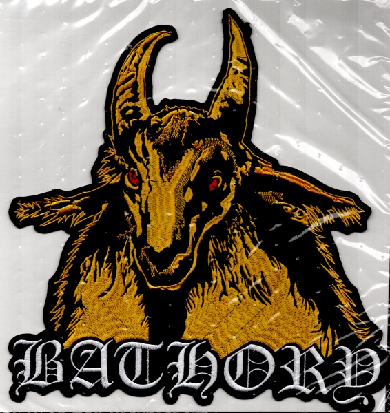 images Bathory - Gelber Goat & Weisses Logo Unten Rückenaufnäher