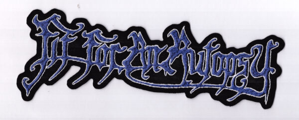 fitforanautopsy_lwlb_ub_bpat Fit for an Autopsy - Weiss Lilablau Logo Rückenaufnäher