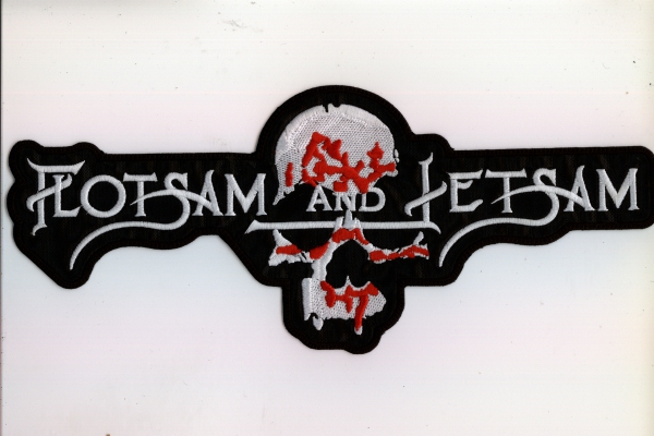 images Flotsam and Jetsam - Weisses Logo Skull Rückenaufnäher